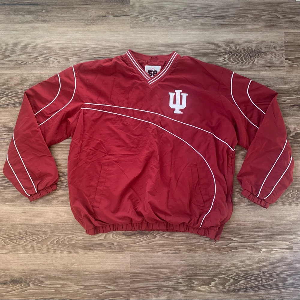 Men's Red Indiana University Sports Pullover Windbreaker Jacket Size XXL